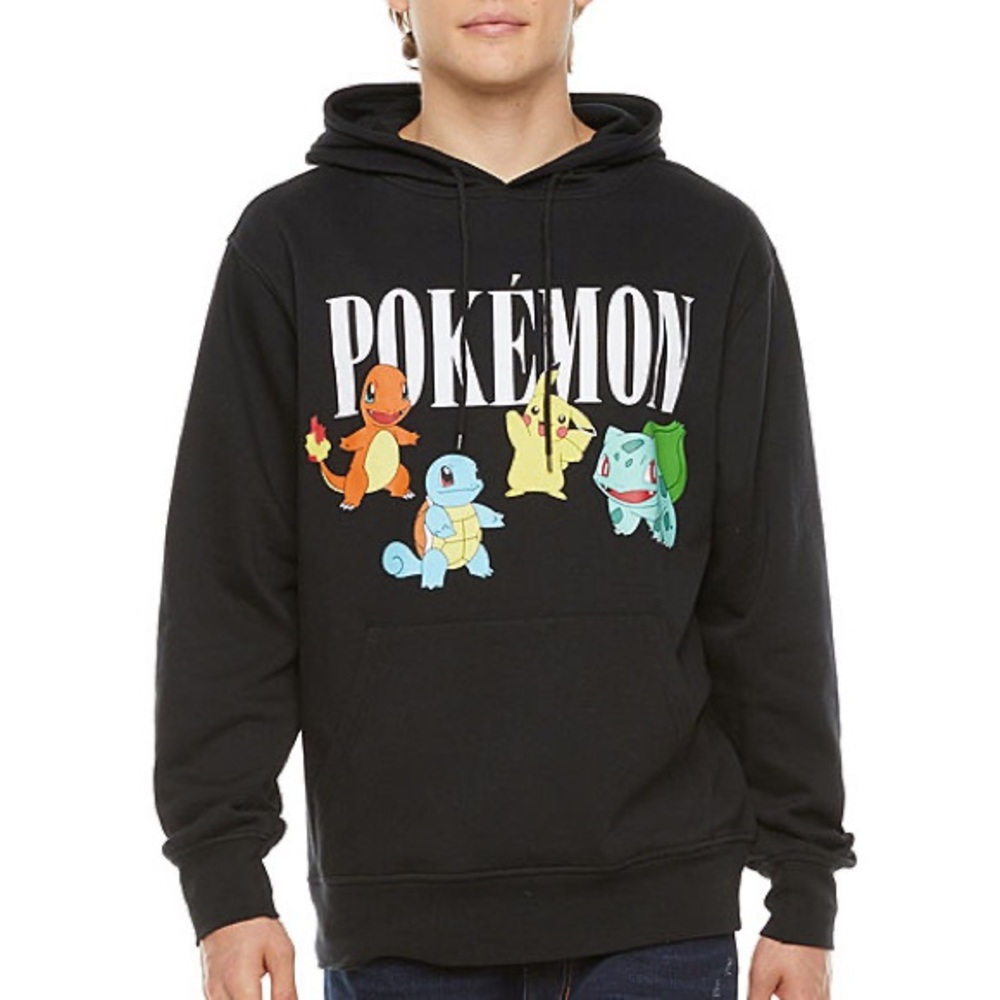 Pokémon 25th Anniversary Long Sleeve Hoodie Sweatshirt Black Size XL